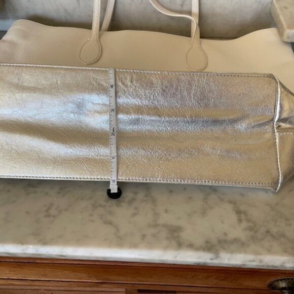TALBOTS Leather White Silver Large Tote Bag NWOT - Picture 14 of 16